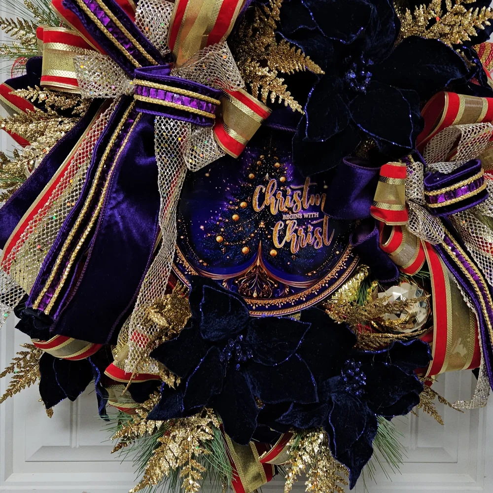 Luxurious Velvet and Gold Holiday Wreath